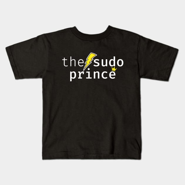 The sudo prince. A funny design perfect for unix and linux users, sysadmins or anyone in IT support Kids T-Shirt by RobiMerch
